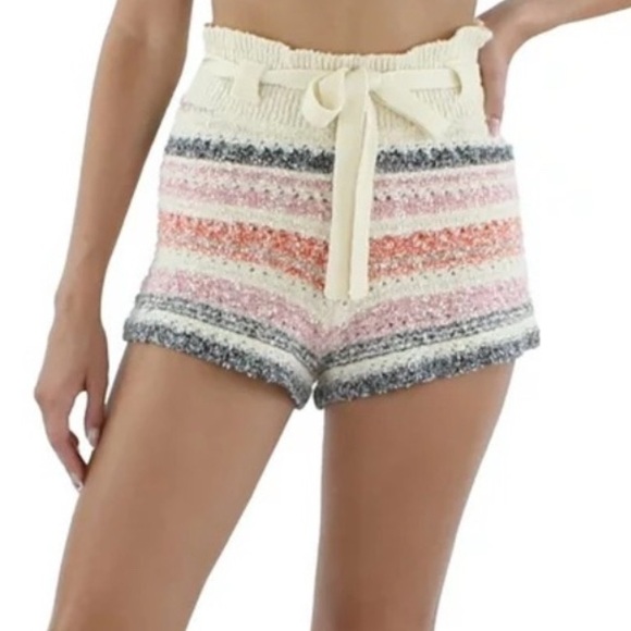 Free People Pants - FREE PEOPLE WOMENS KNIT STRIPED CASUAL SHORTS XSmall / ivory multi